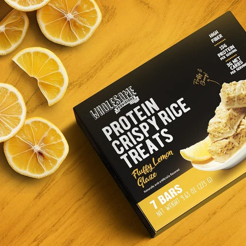 Lemon Glaze Protein Rice Crispy Treats - 15g Protein, Low Carb 4g Net, High Fiber, Soft & Chewy - Image 4