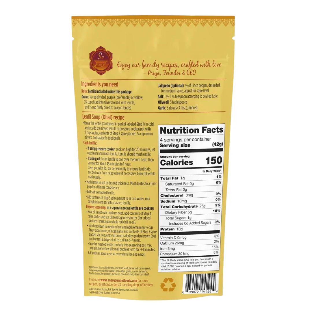 Lentil (Dhal) Soup Gourmet Seasoning Kit | Family Size - Image 8