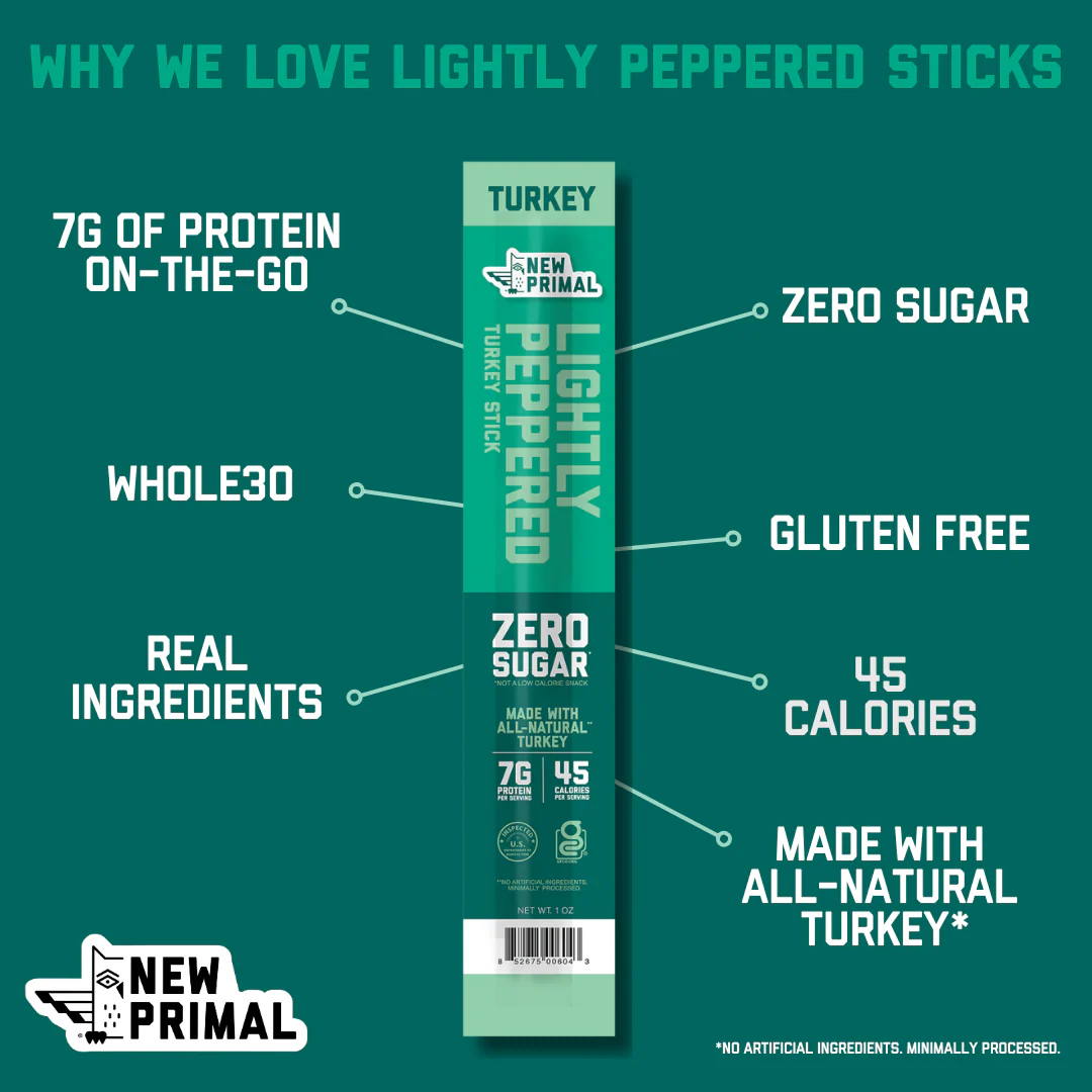 Lightly Peppered Turkey Meat Sticks, All-Natural Turkey, Zero Sugar (20 Sticks) - Image 4