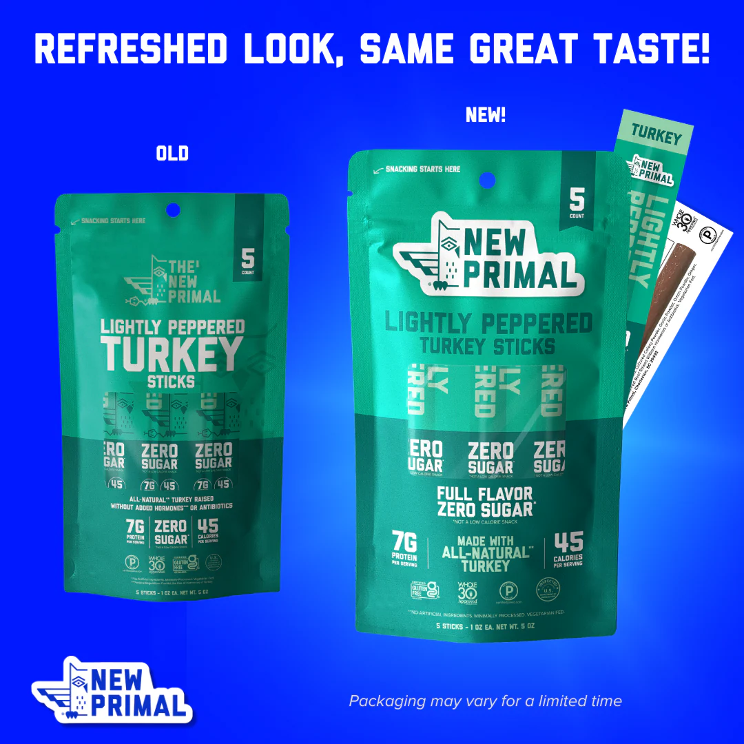 Lightly Peppered Turkey Meat Sticks, All-Natural Turkey, Zero Sugar (5 Sticks) - Image 2