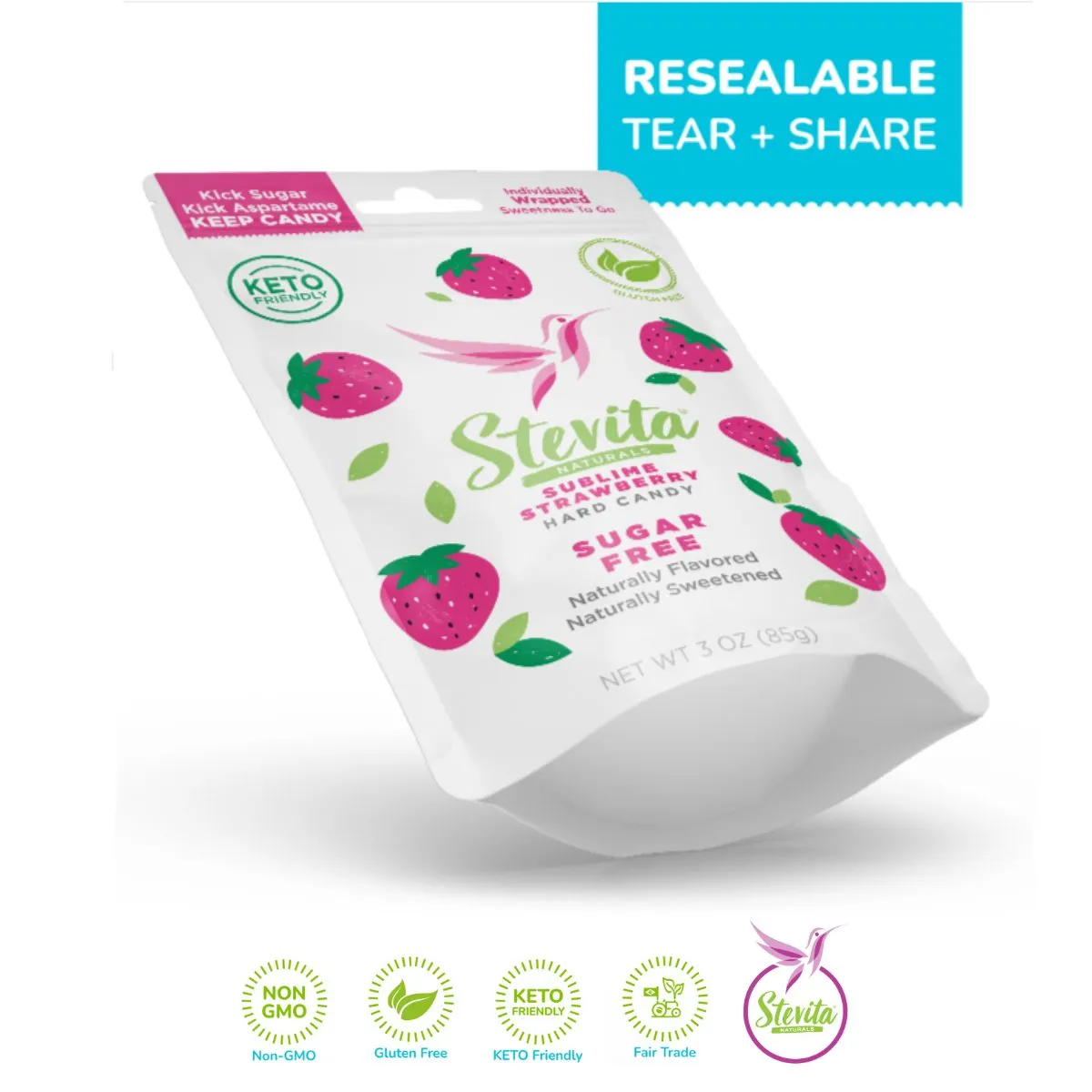 Natural Strawberry Flavor Sugar-Free Hard Candy: Naturally Sweet, Naturally Healthy - Image 2