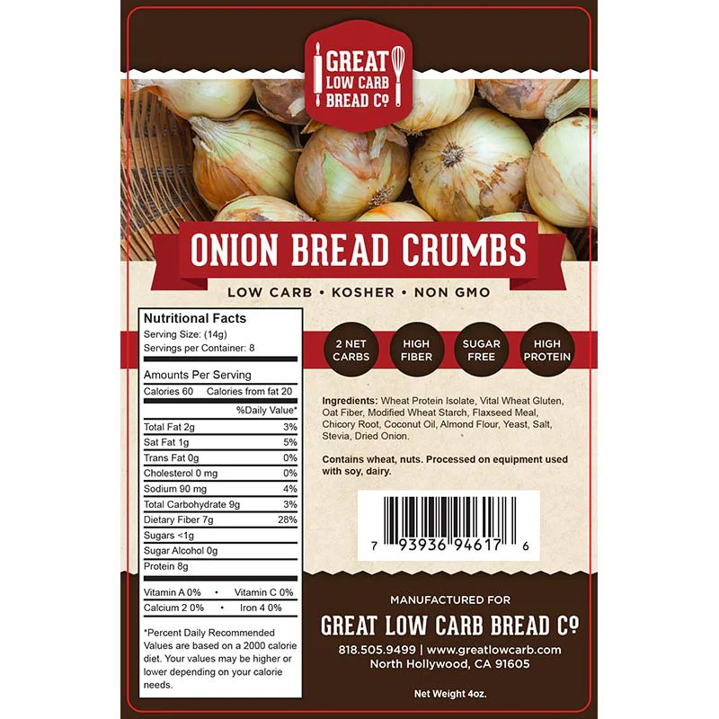 Onion Seasoned Keto Bread Crumbs - 2g Net Carbs Keto Breading, High Protein, Non-GMO - Image 2