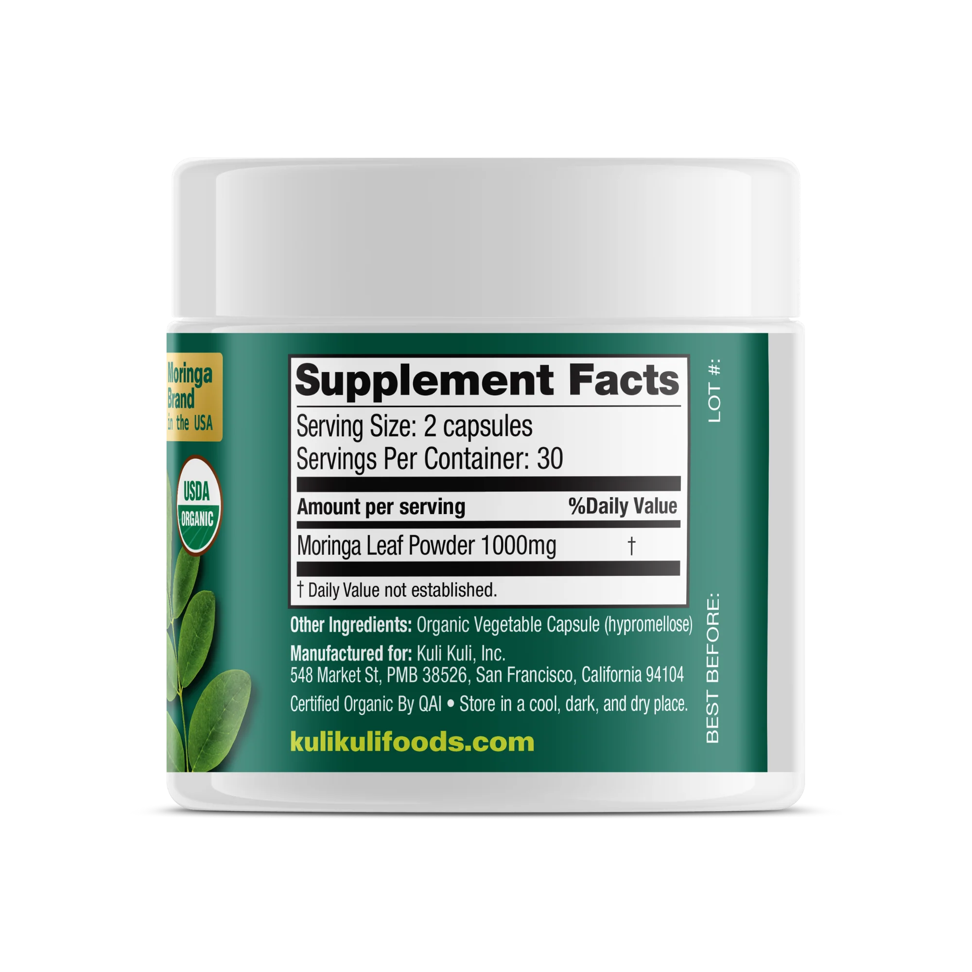 Organic Pure Moringa Powder Capsules (60-Count) - Image 7