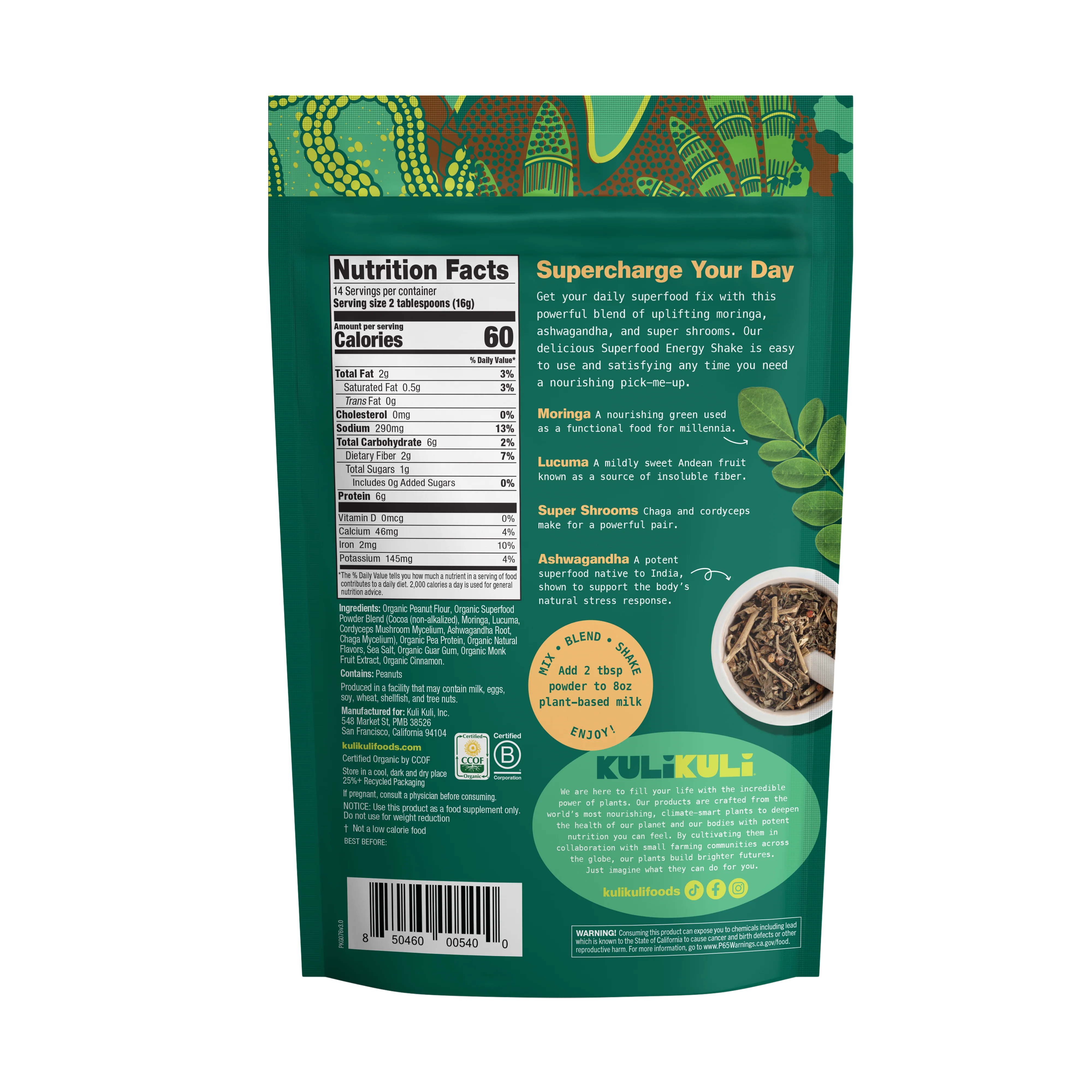 Organic Superfood Energy Shake - Chocolate Peanut Butter - Image 6