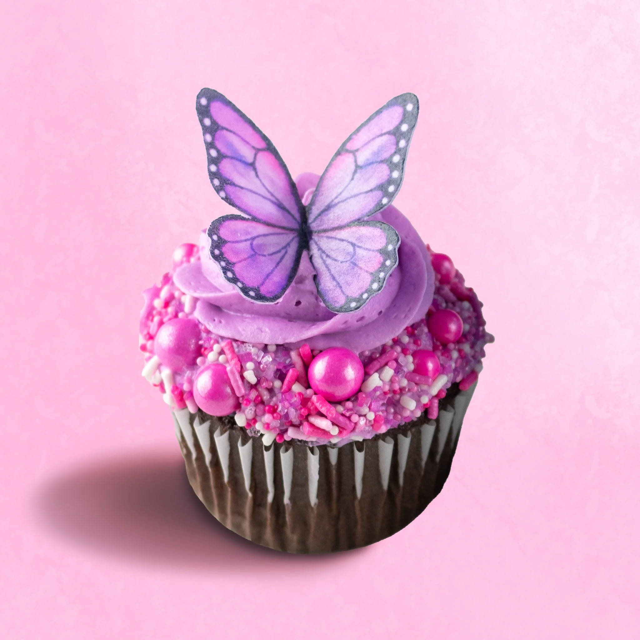 Pink Butterfly Edible Cupcake Toppers - Image 2
