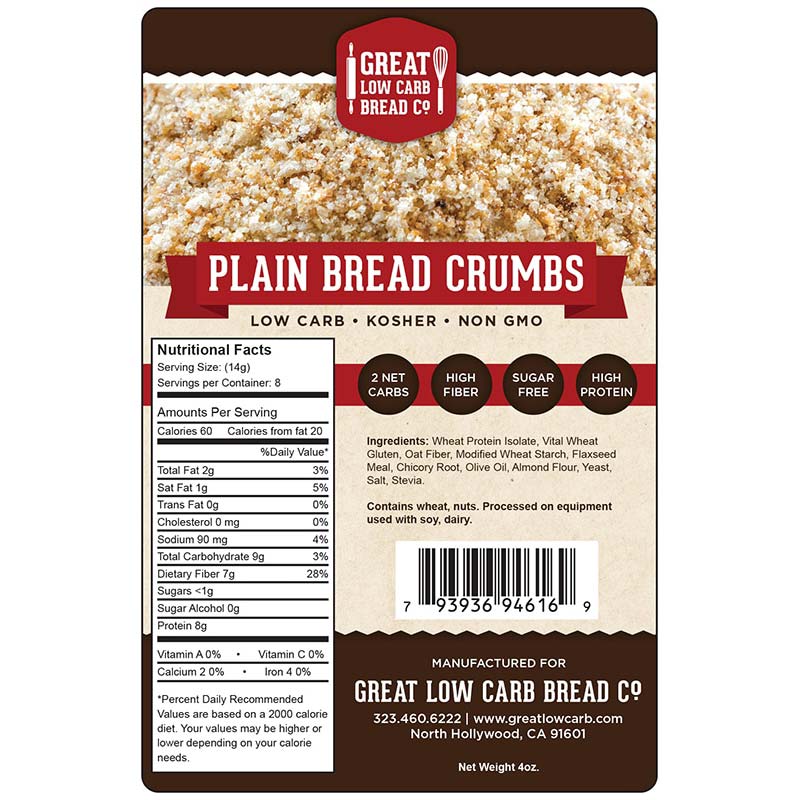 Plain Keto Bread Crumbs - 2g Net Carbs Keto Breading, High Protein, Non-GMO - Image 2