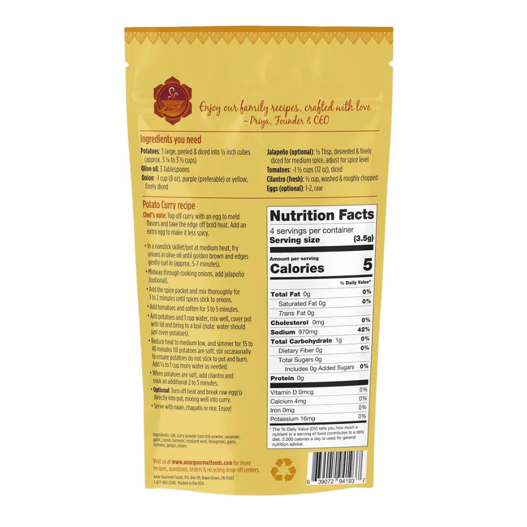Potato Curry Gourmet Seasoning Kit | Family Size - Image 8
