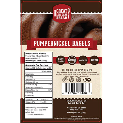 Pumpernickel Bagel - 0g Net Carb, High in Protein, High Fiber, Non-GMO - Image 2