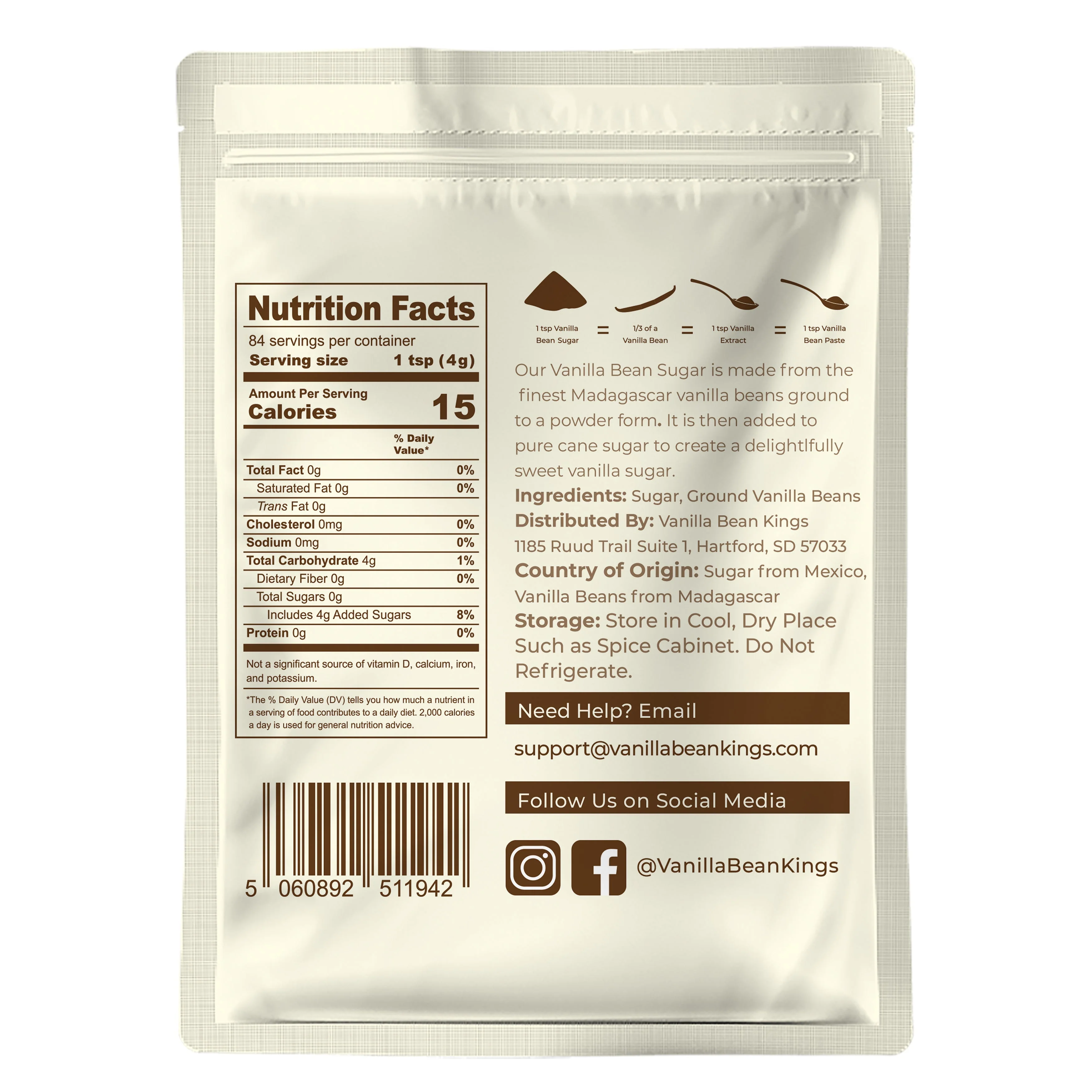 Organic Vanilla Bean Sugar - 12 oz - Image 2