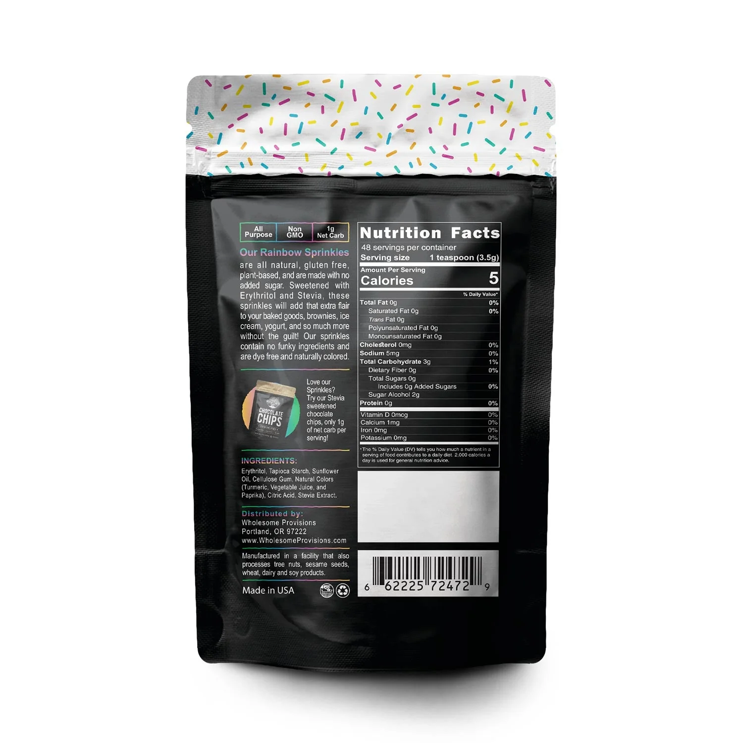 Rainbow Keto Sprinkles, Dye Free, Non-GMO, Plant-Based, No Artificial Coloring, 6 oz. - Image 2