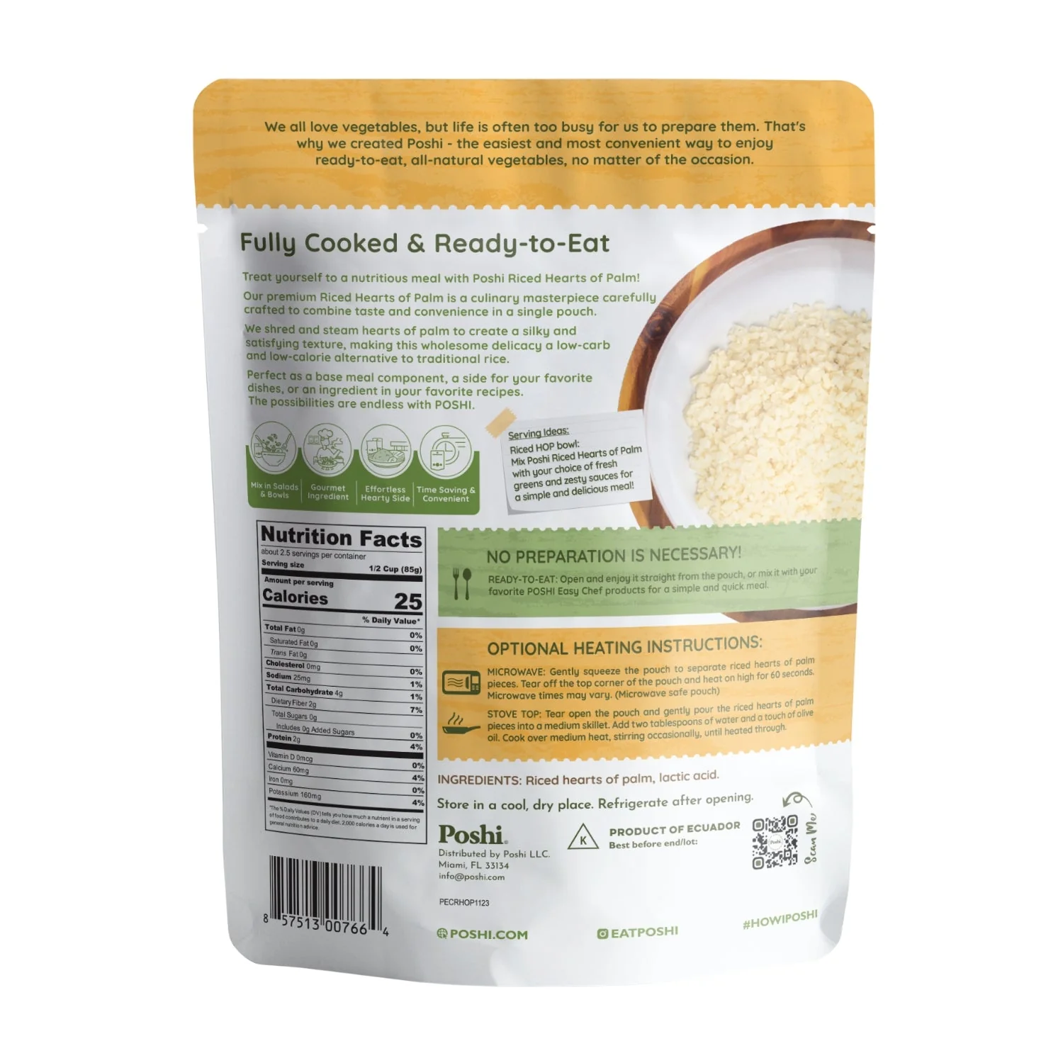 Riced Hearts of Palm | Easy Chef - 10 Pack (7 OZ/Pouch) - Image 3