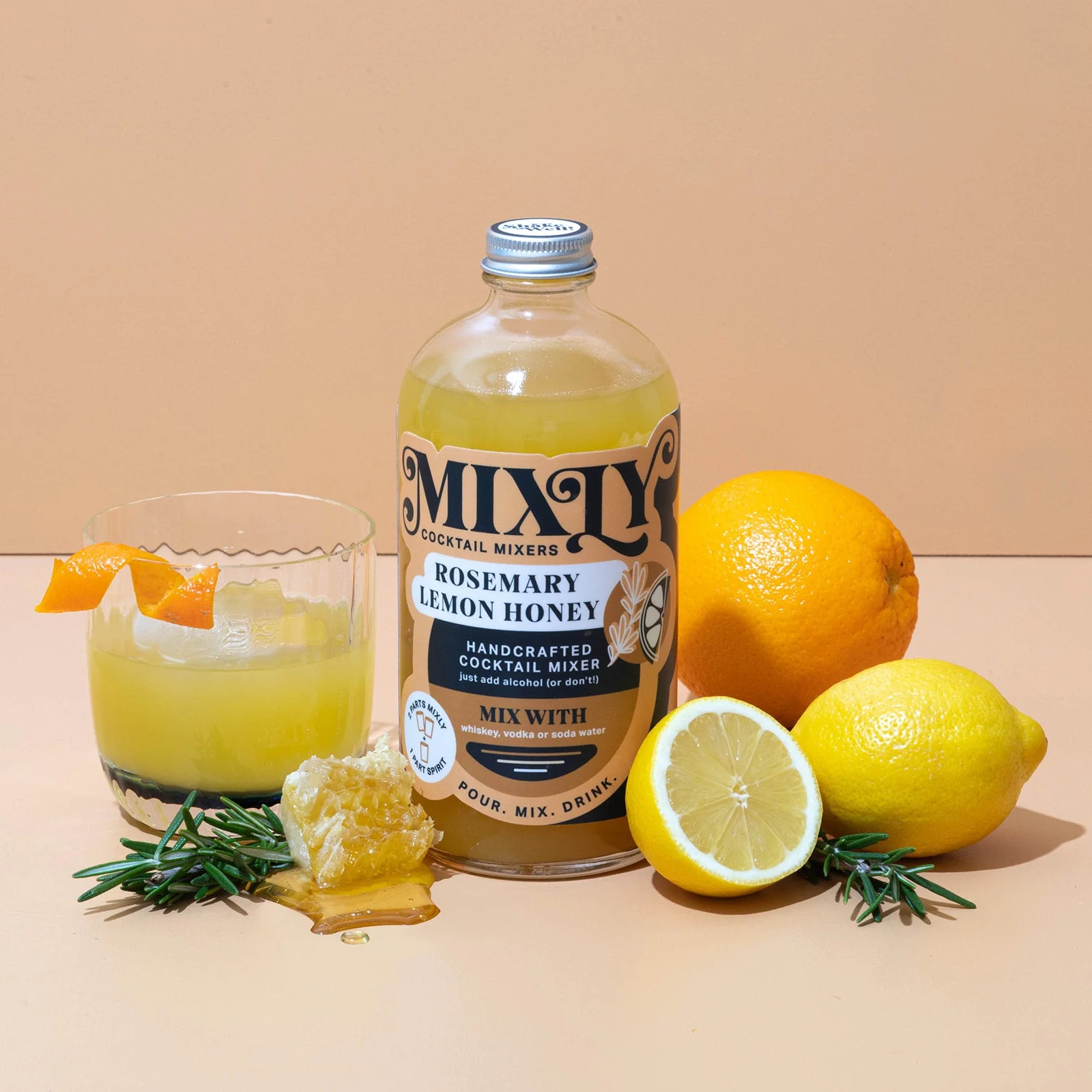 Rosemary Lemon Honey - Whiskey Sour, Hot Toddy Cocktail & Mocktail Mixer - Image 3