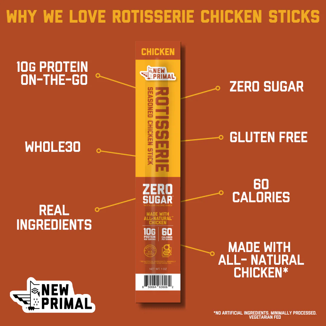 Rotisserie Seasoned Chicken Meat Sticks, All-Natural Chicken, Zero Sugar (20 Sticks) - Image 3