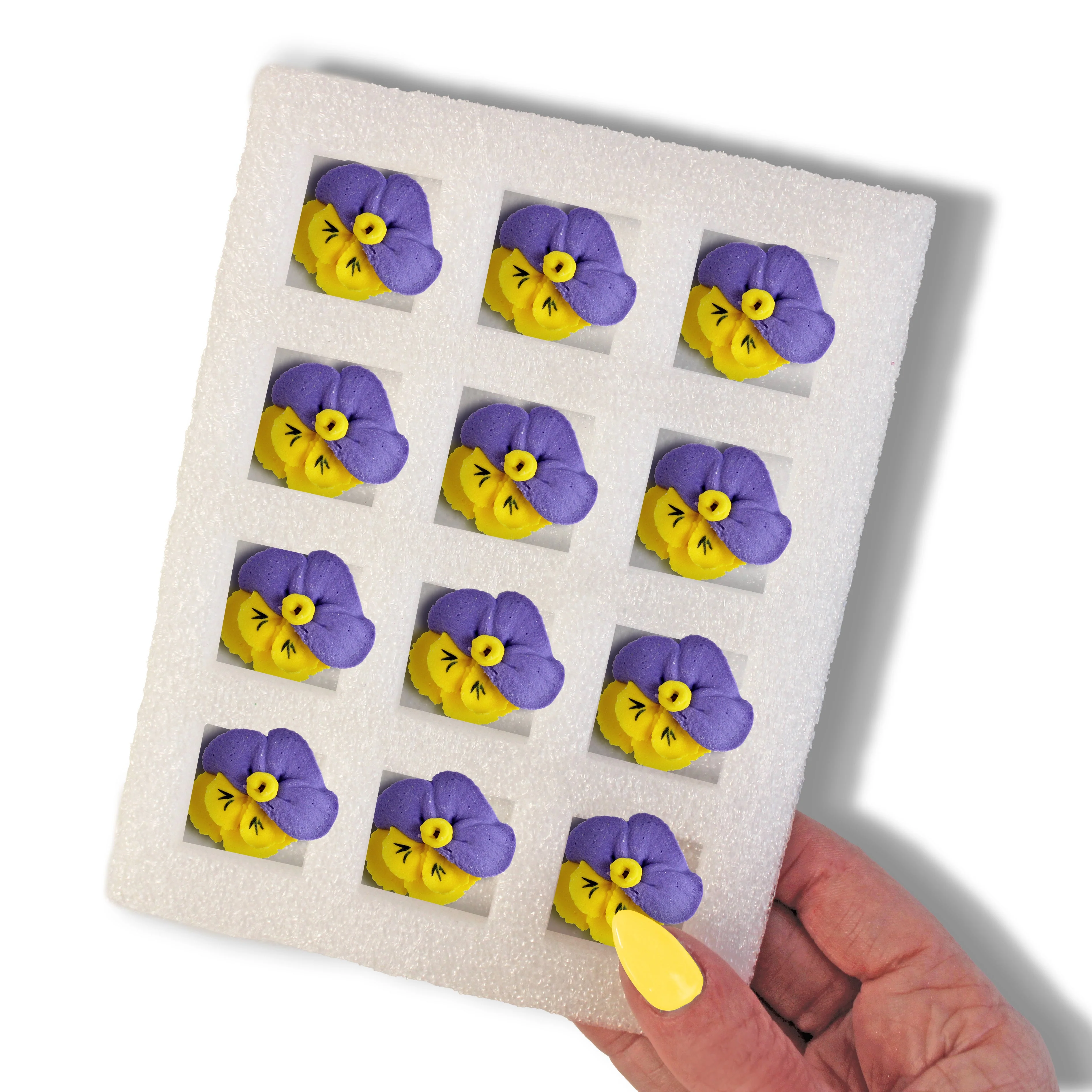 Royal Icing Purple/Yellow Pansies (12 ct)