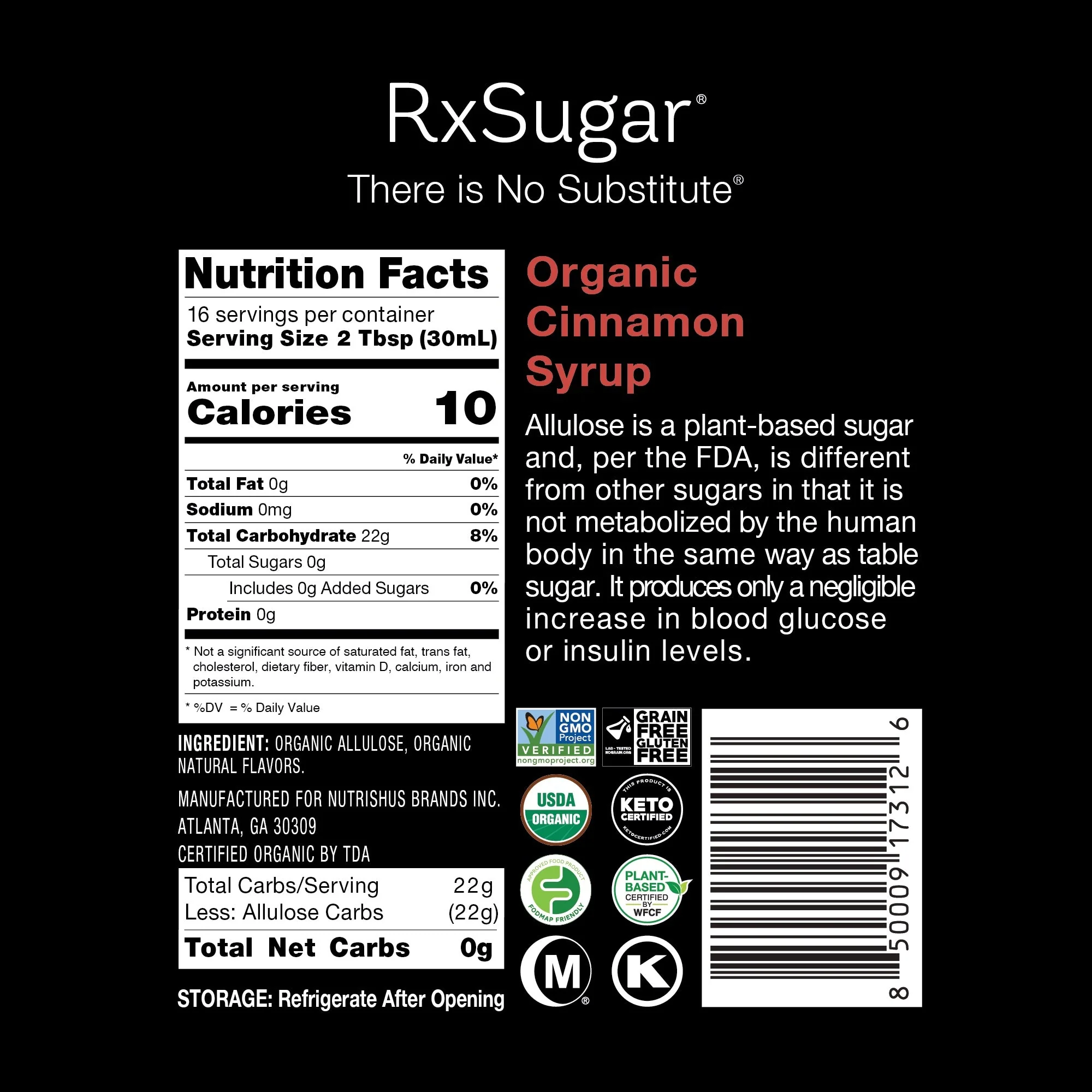 RxSugar Organic Cinnamon Syrup - Image 8