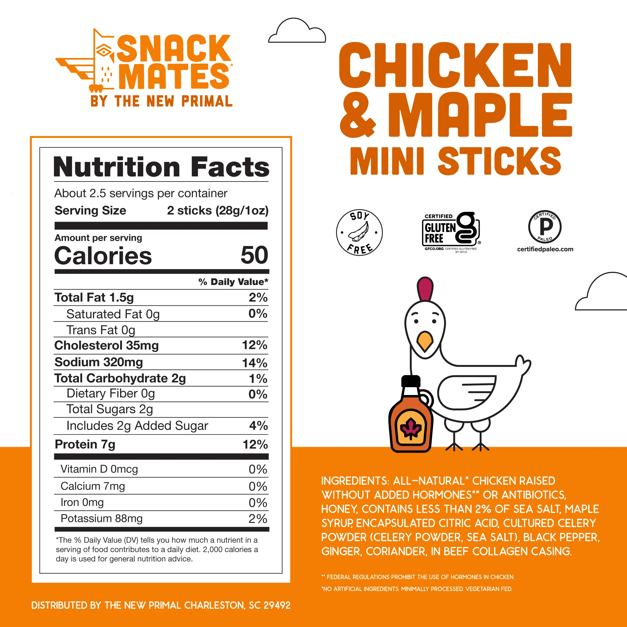 Snack Mates Chicken & Maple Mini Meat Sticks, All-Natural Chicken (8 Packs, 40 Mini-Sticks) - Image 3
