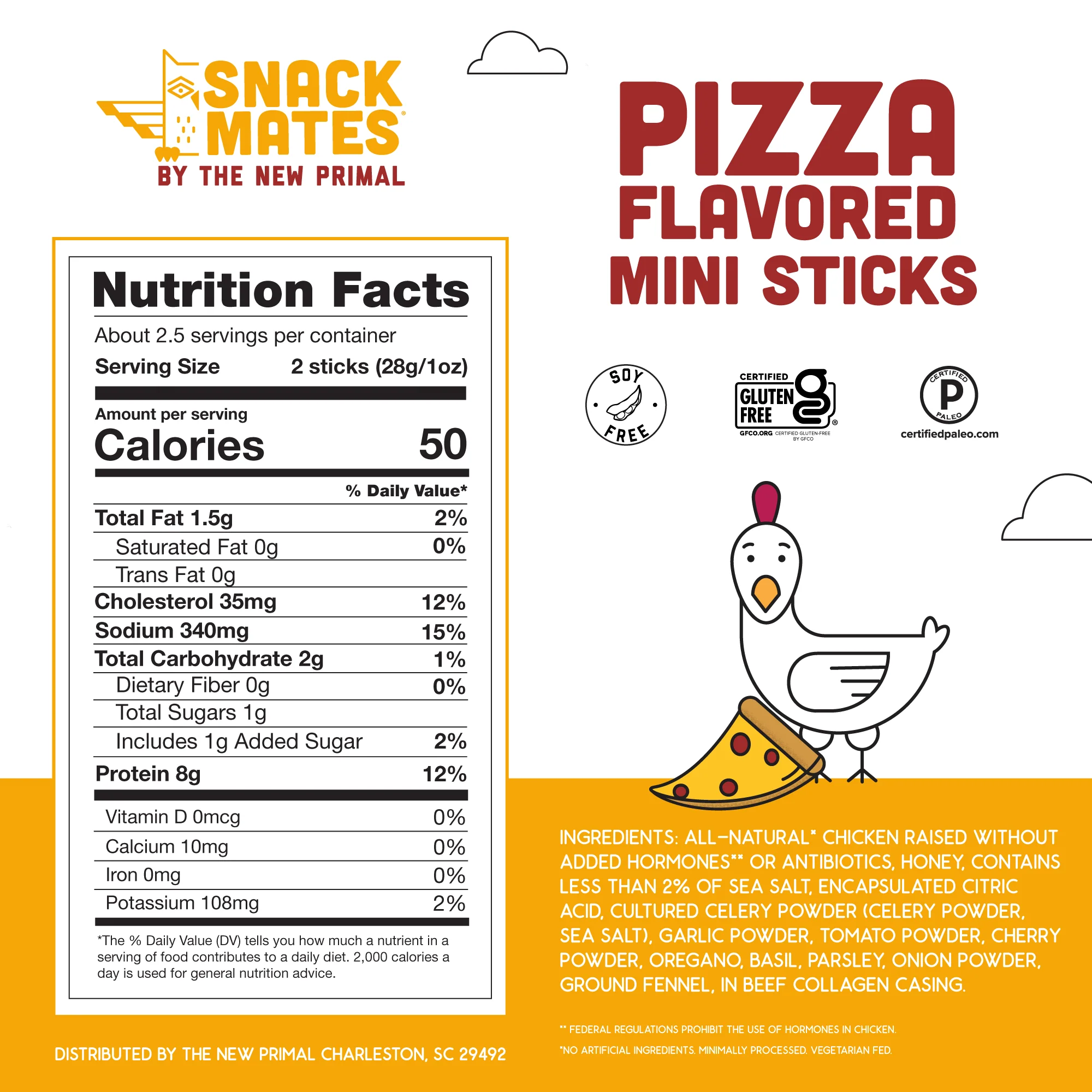 Snack Mates Chicken Pizza Mini Meat Sticks, All-Natural Chicken (8 Packs, 40 Mini-Sticks) - Image 3