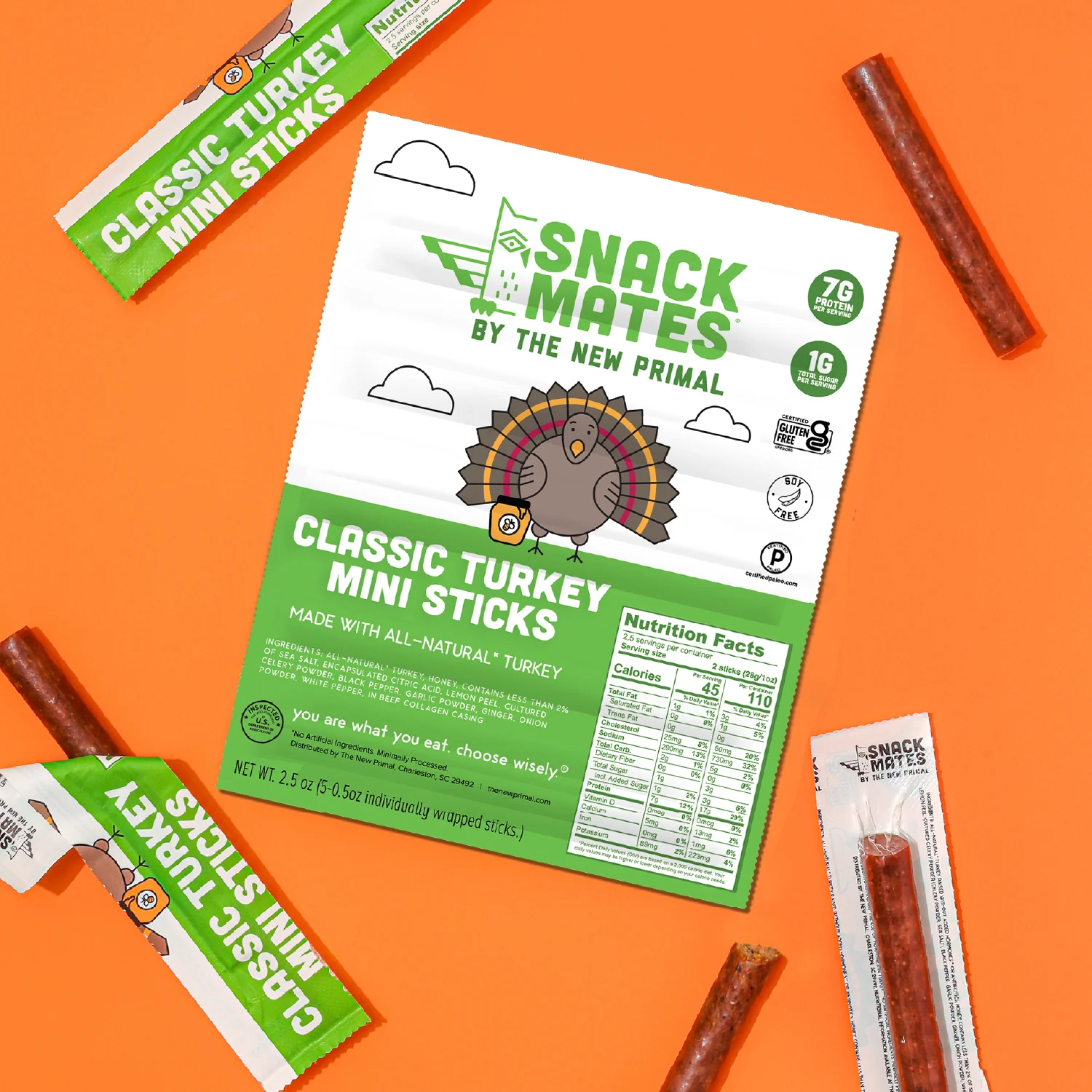 Snack Mates Classic Turkey Mini Meat Sticks, All-Natural Turkey (8 Packs, 40 Mini-Sticks) - Image 4