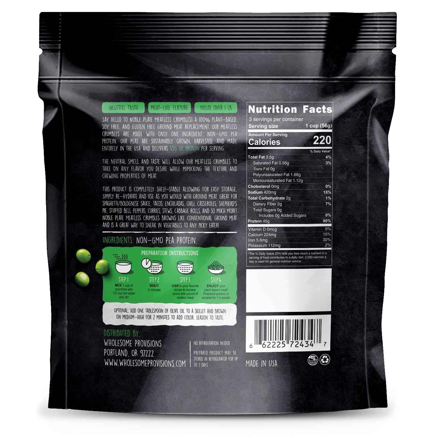 Soy Free Non-GMO Meatless Crumbles - Vegan, Made from 100% USA Peas - Image 6