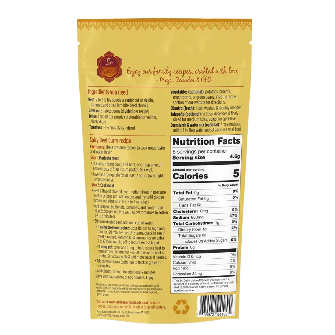 Spicy Beef Curry Gourmet Seasoning Kit | Family Size - Image 8