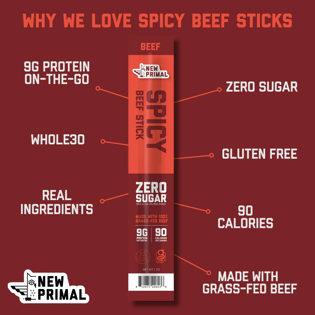 Spicy Beef Meat Sticks, 100% Grass-Fed Beef, Zero Sugar (20 Sticks) - Image 4