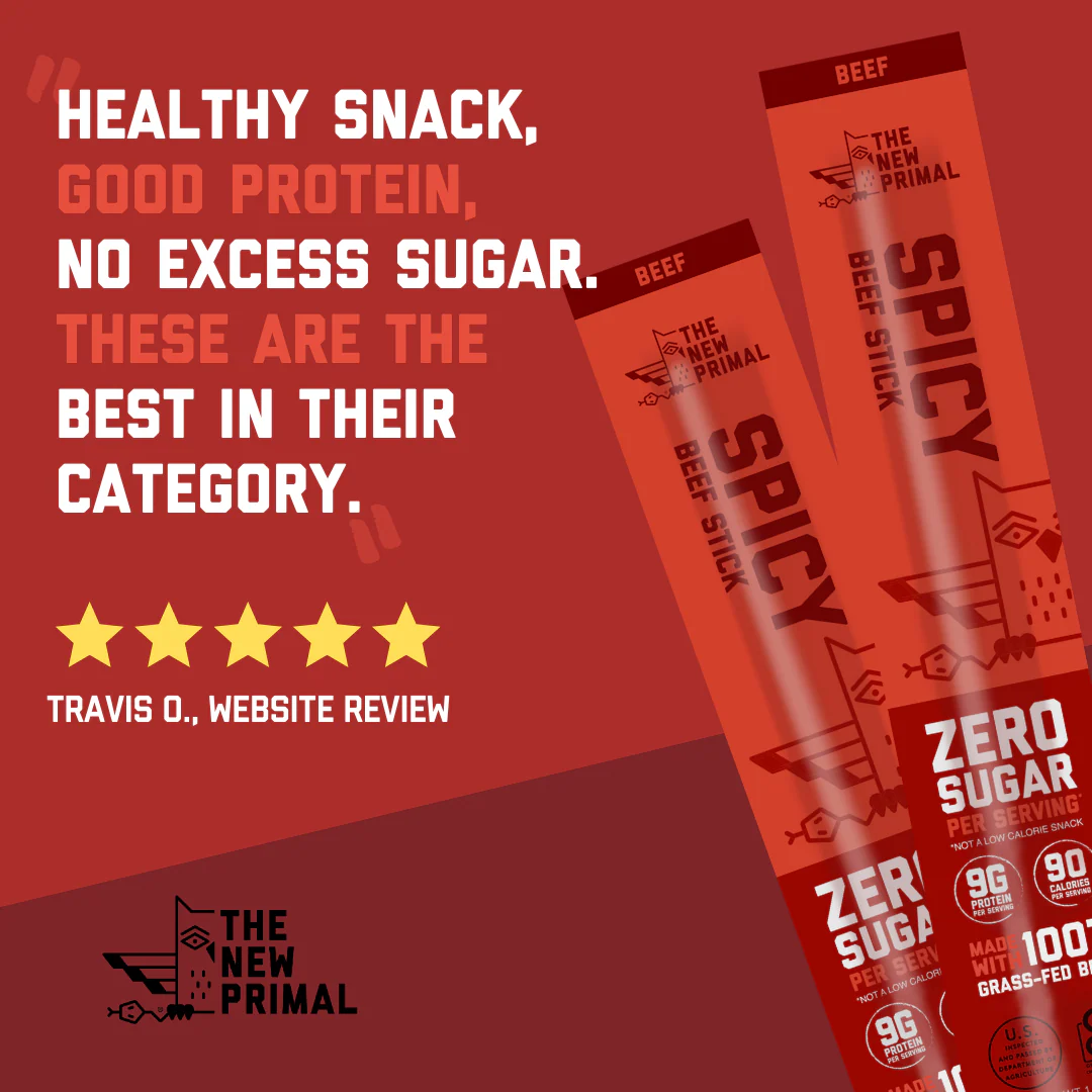 Spicy Beef Meat Sticks, 100% Grass-Fed Beef, Zero Sugar (20 Sticks) - Image 5