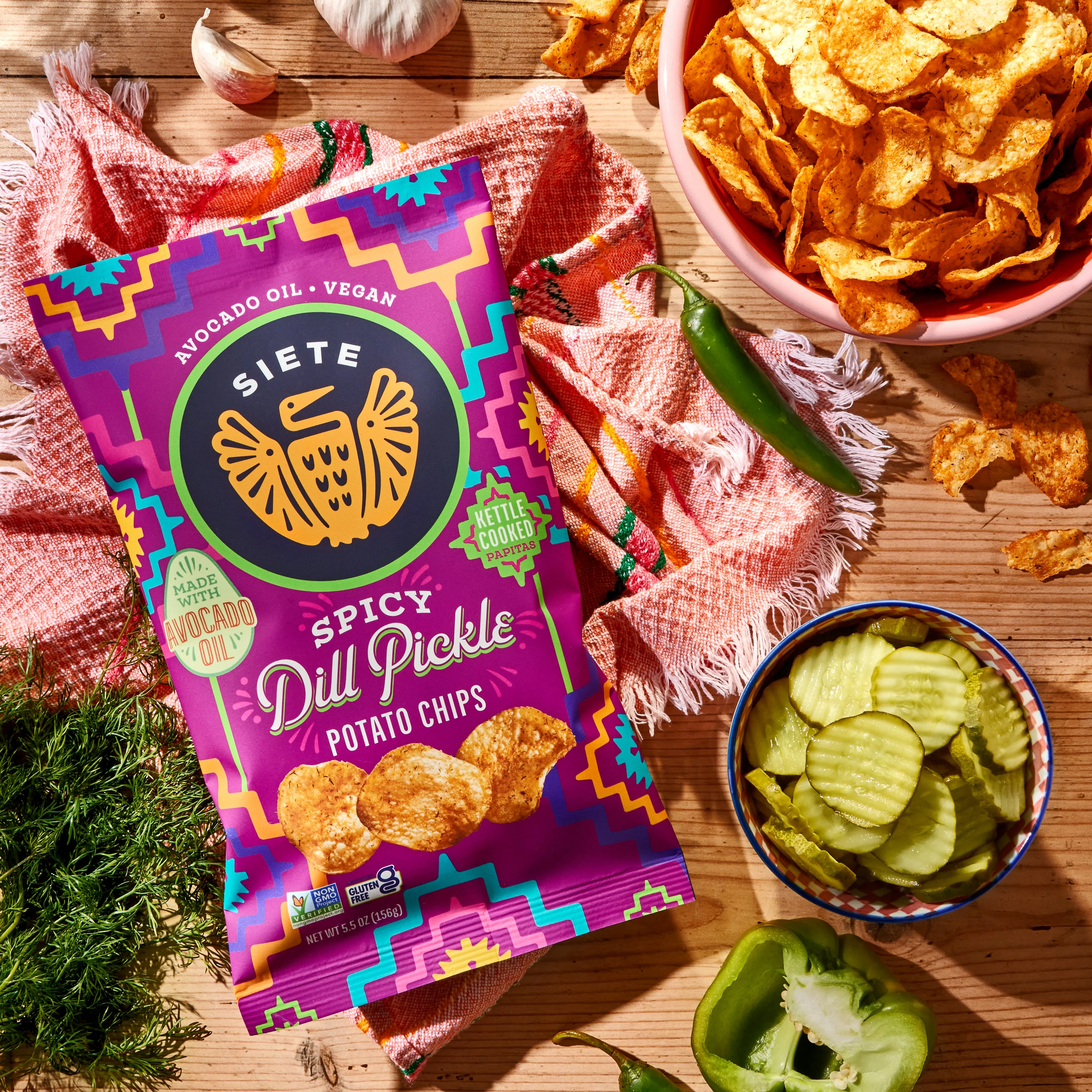 Kettle Cooked Spicy Dill Pickle Potato Chips - Image 3