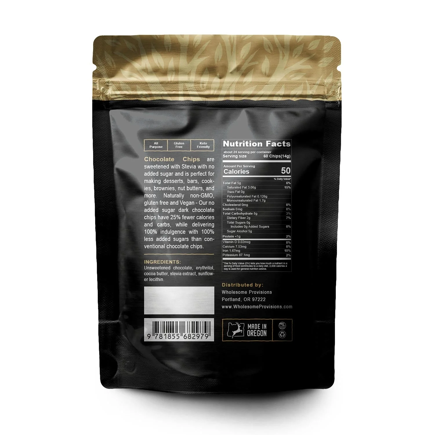 Sugar Free Chocolate Chips - Stevia Sweetened, Keto-Friendly, Vegan, Non-GMO, 12 oz. - Image 8