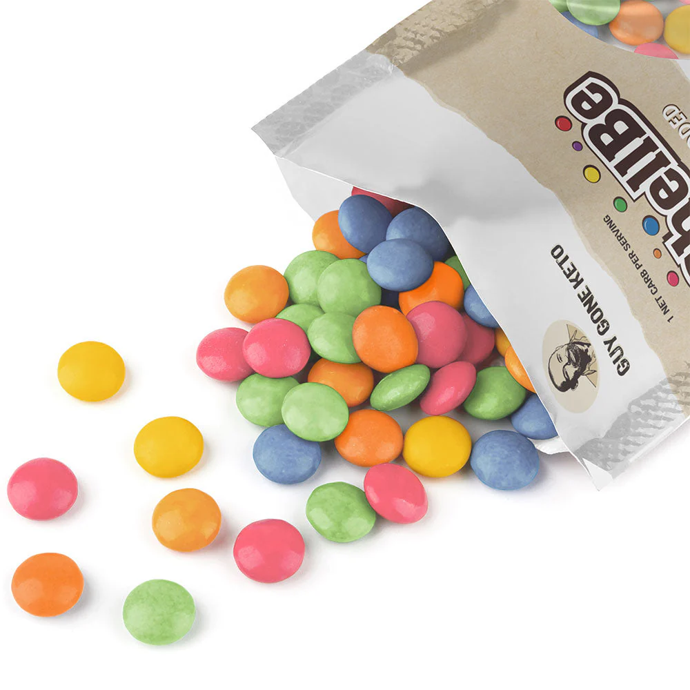 Sugar Free Keto Chocolate Dots - M&M-Style Chocolates Buttons, Shellbe Candies, Plant-Based, Kosher, 12 oz. - Image 2