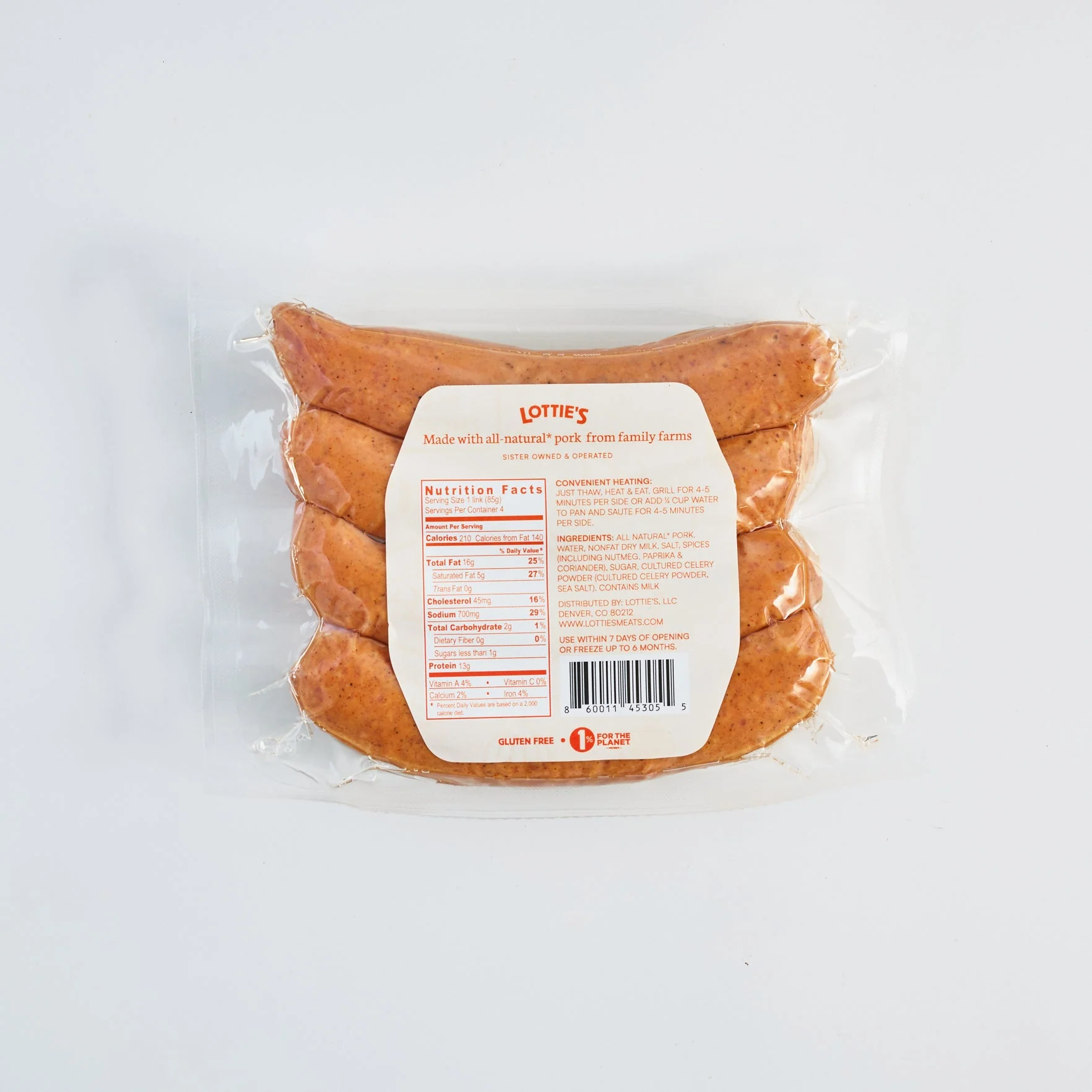 The Lottie: Our Signature Smoked Pork Sausage: 4 Packs - Image 3