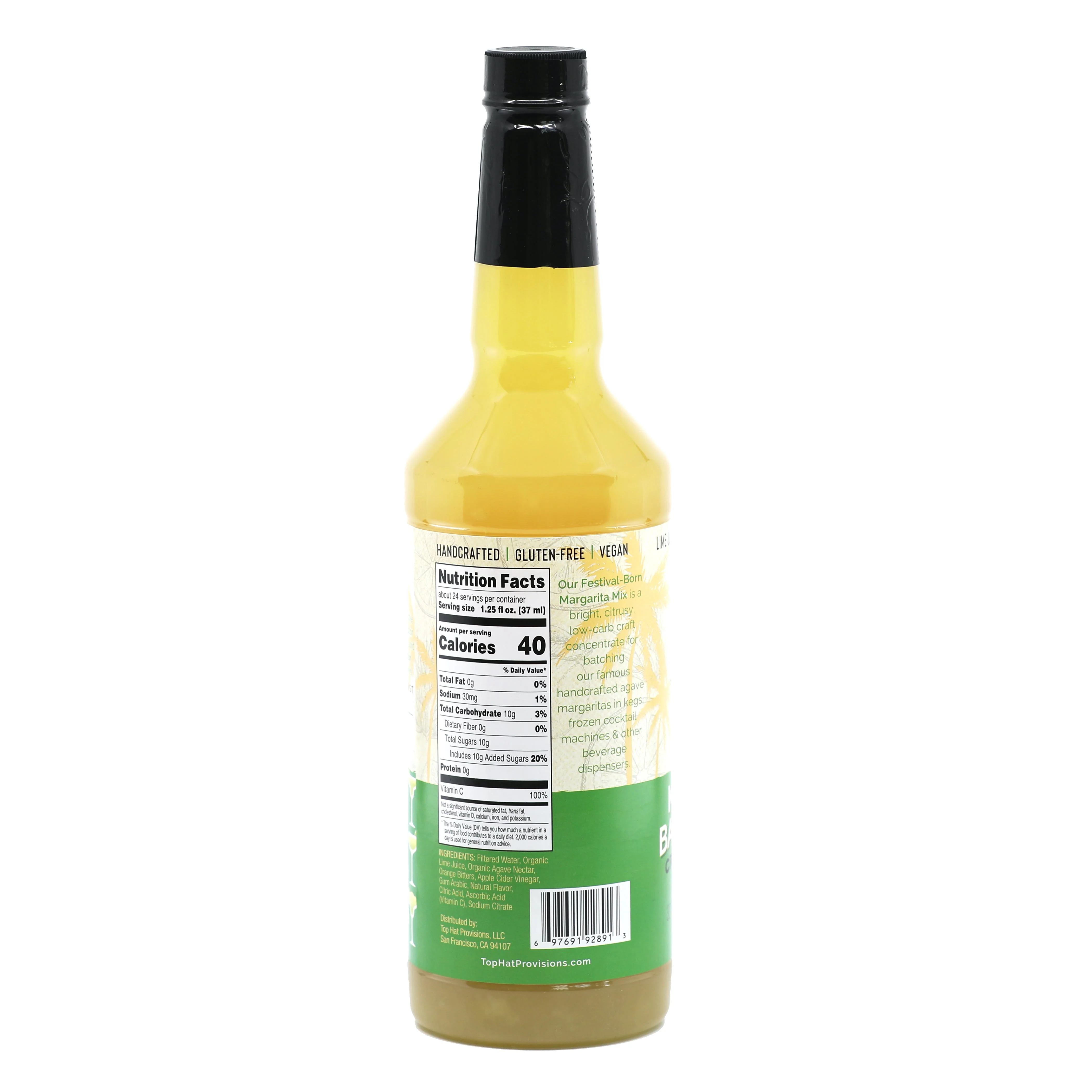 Top Hat Agave Margarita Batching Mix & Frozen Margarita Concentrate (made with agave nectar & organic lime juice) - 12x32oz Case - Image 2