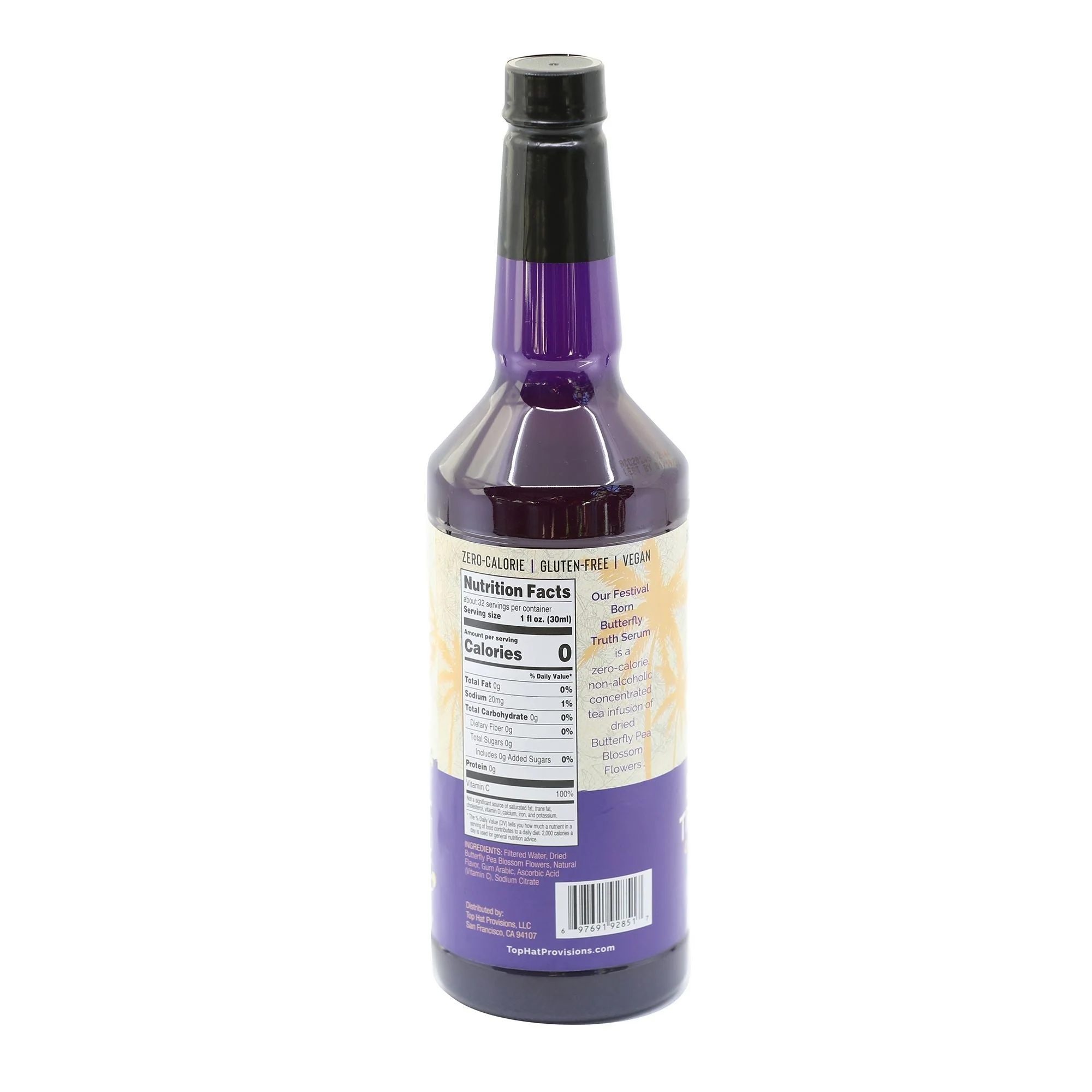 Top Hat Butterfly Truth Serum - Butterfly Pea Floral Extract - Blue Flower Tea Tincture - Alcohol Free Bitters - Unsweetened - Non-Alcoholic - Make Drinks Natural Blue and Indigo Purple - 12x32oz Case - Image 2