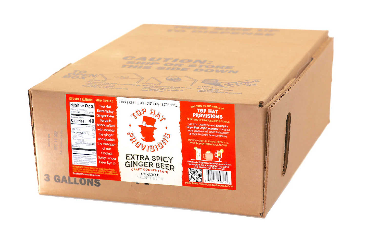 Top Hat Extra Spicy Ginger Beer Syrup BIB - 3 gallon Soda System Bag in Box for Soda Fountain Systems - Makes 18 gallons of Ginger Beer - Image 2