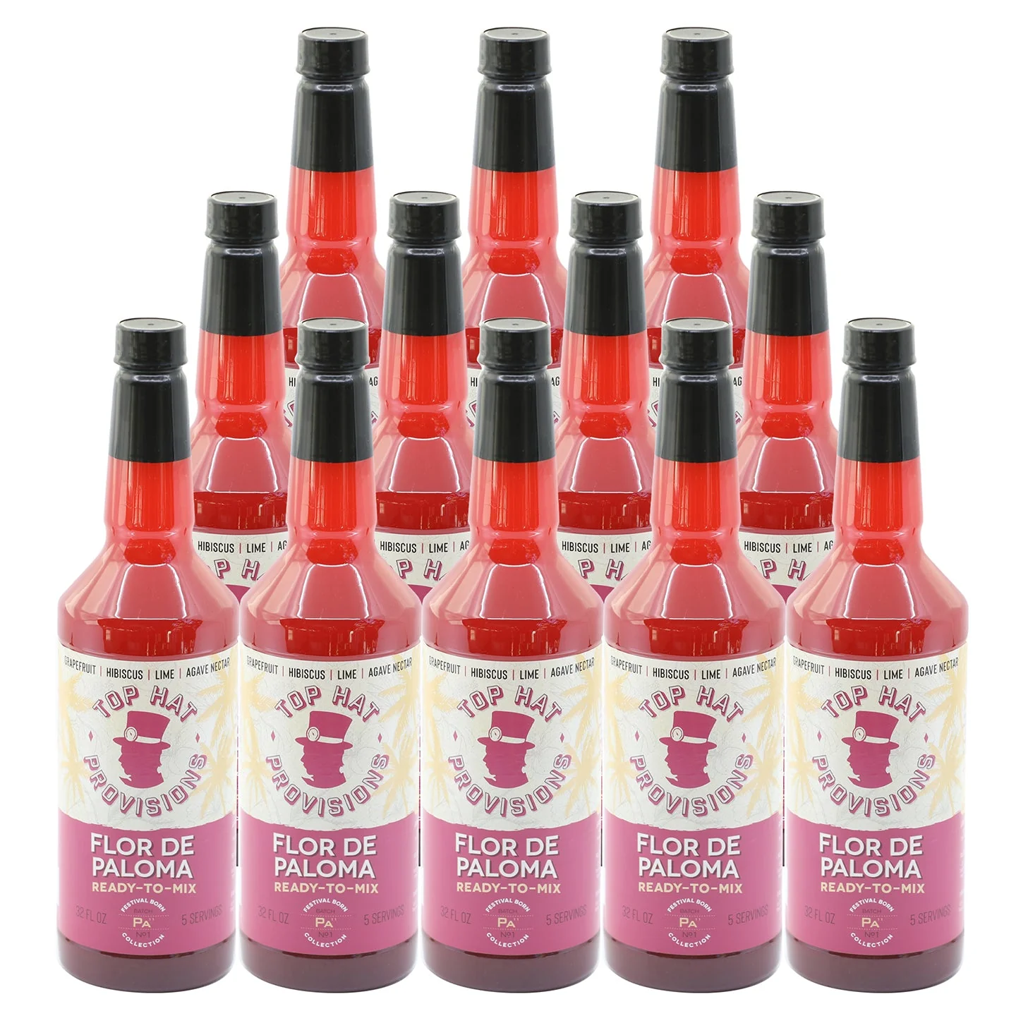Top Hat Hibiscus Paloma Mix - Grapefruit / Hibiscus / Lime / Agave Nectar - 32oz Bottle - Image 4