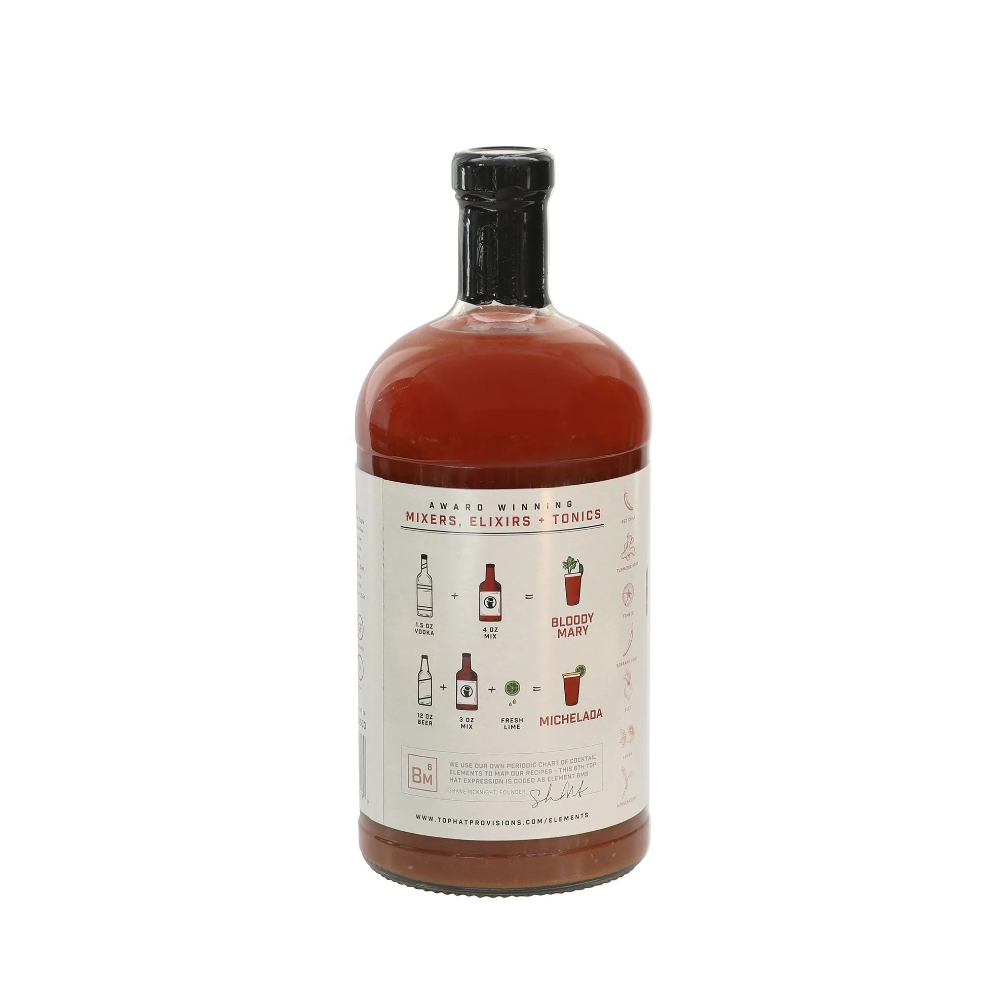 Top Hat Original Bloody Mary & Michelada Mix - 1 Liter Glass Bottle - Image 2