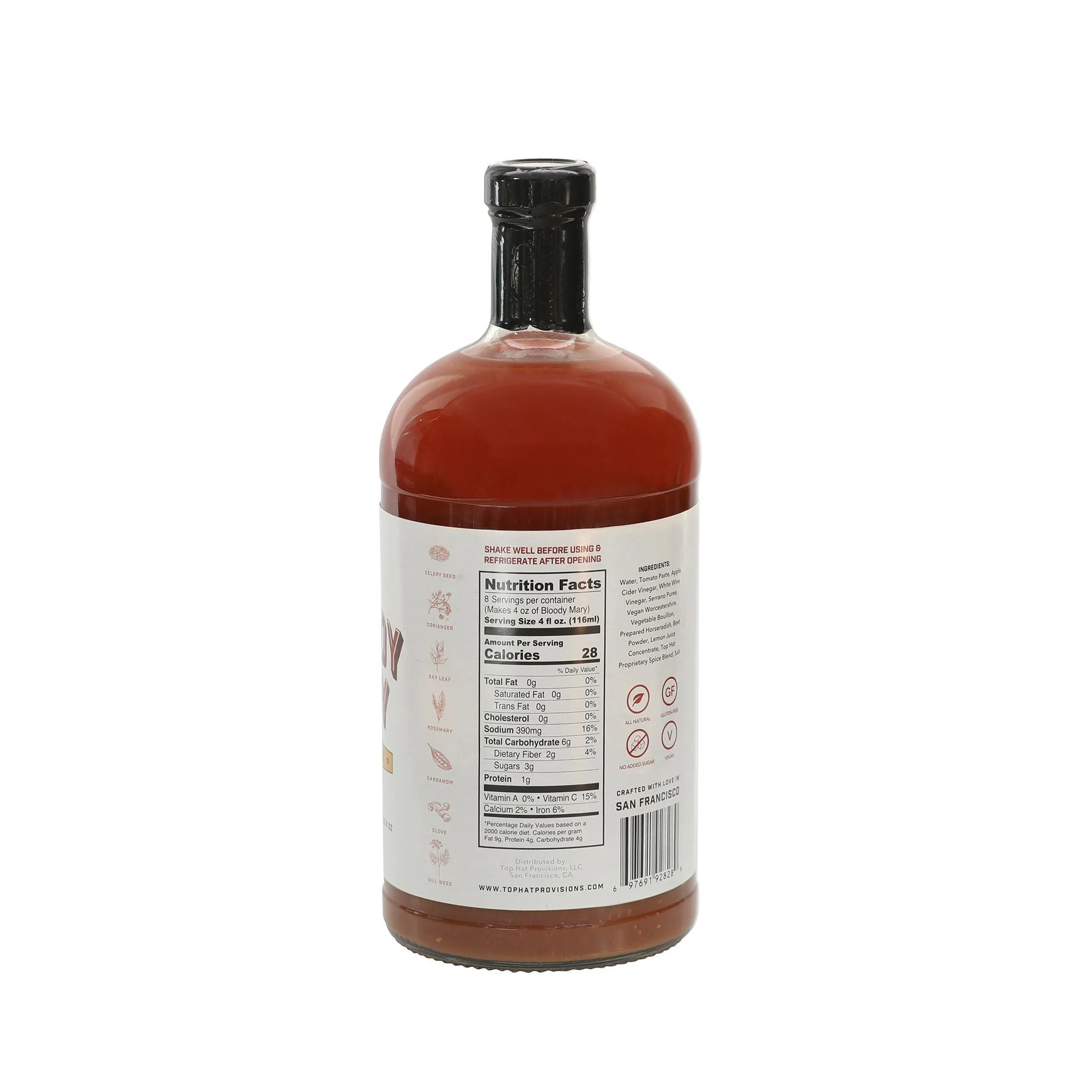 Top Hat Original Bloody Mary & Michelada Mix - 1 Liter Glass Bottle - Image 3