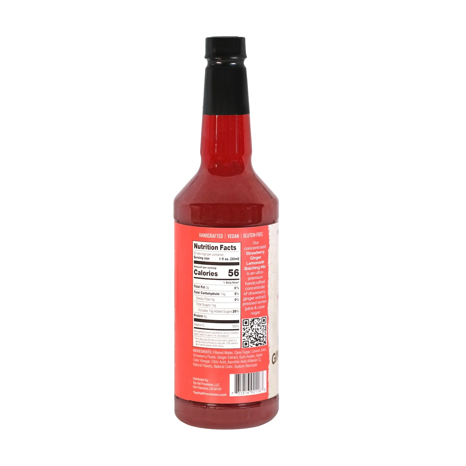 Top Hat Strawberry Ginger Lemonade Concentrate & Batching Mix - 12x32oz Case - Image 2