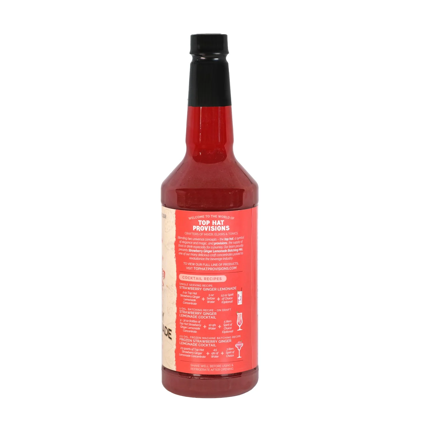 Top Hat Strawberry Ginger Lemonade Concentrate & Batching Mix - 32oz Bottle - Image 3