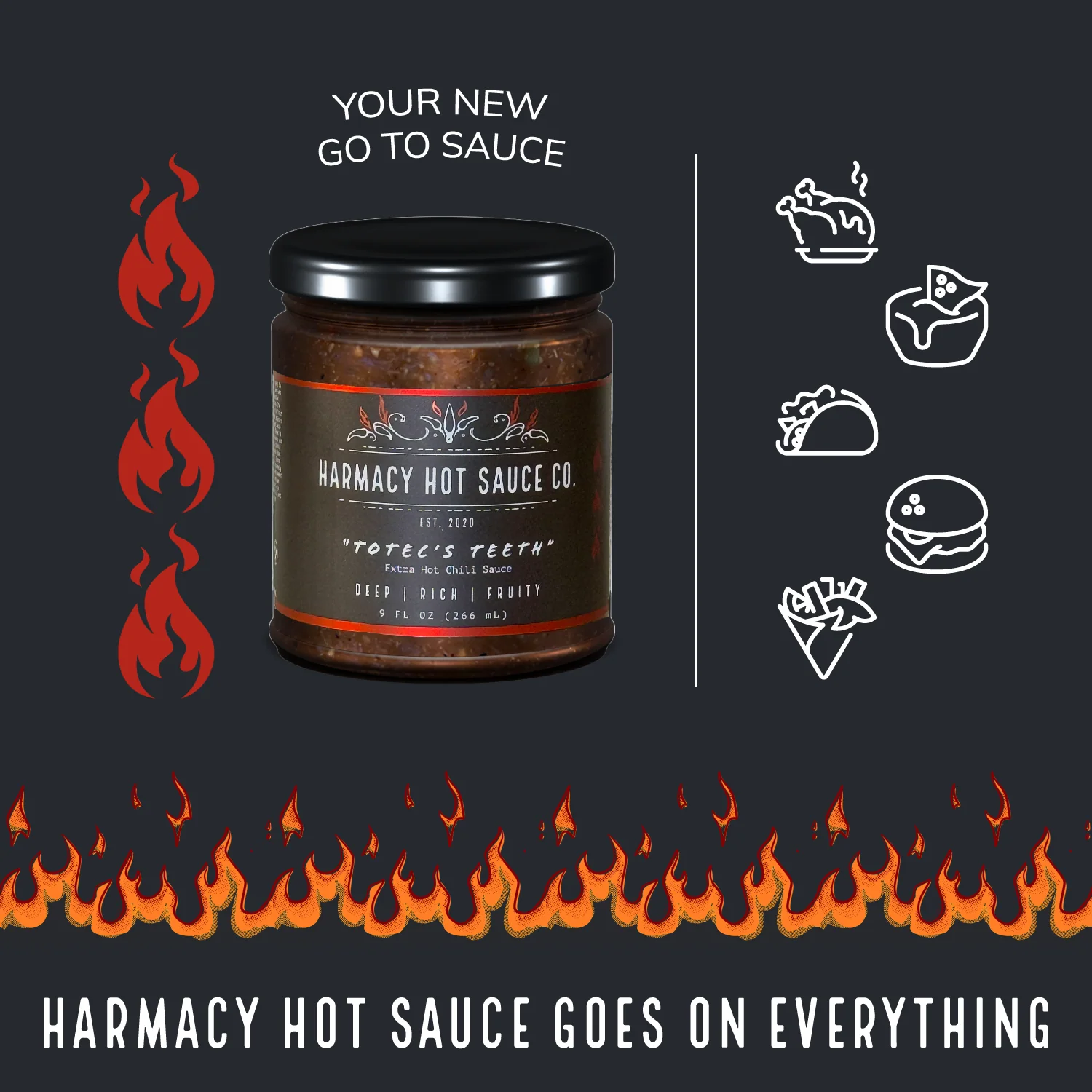 Totec's Teeth (9oz) - Extra Hot Triple Sauce Value Pack - Image 3