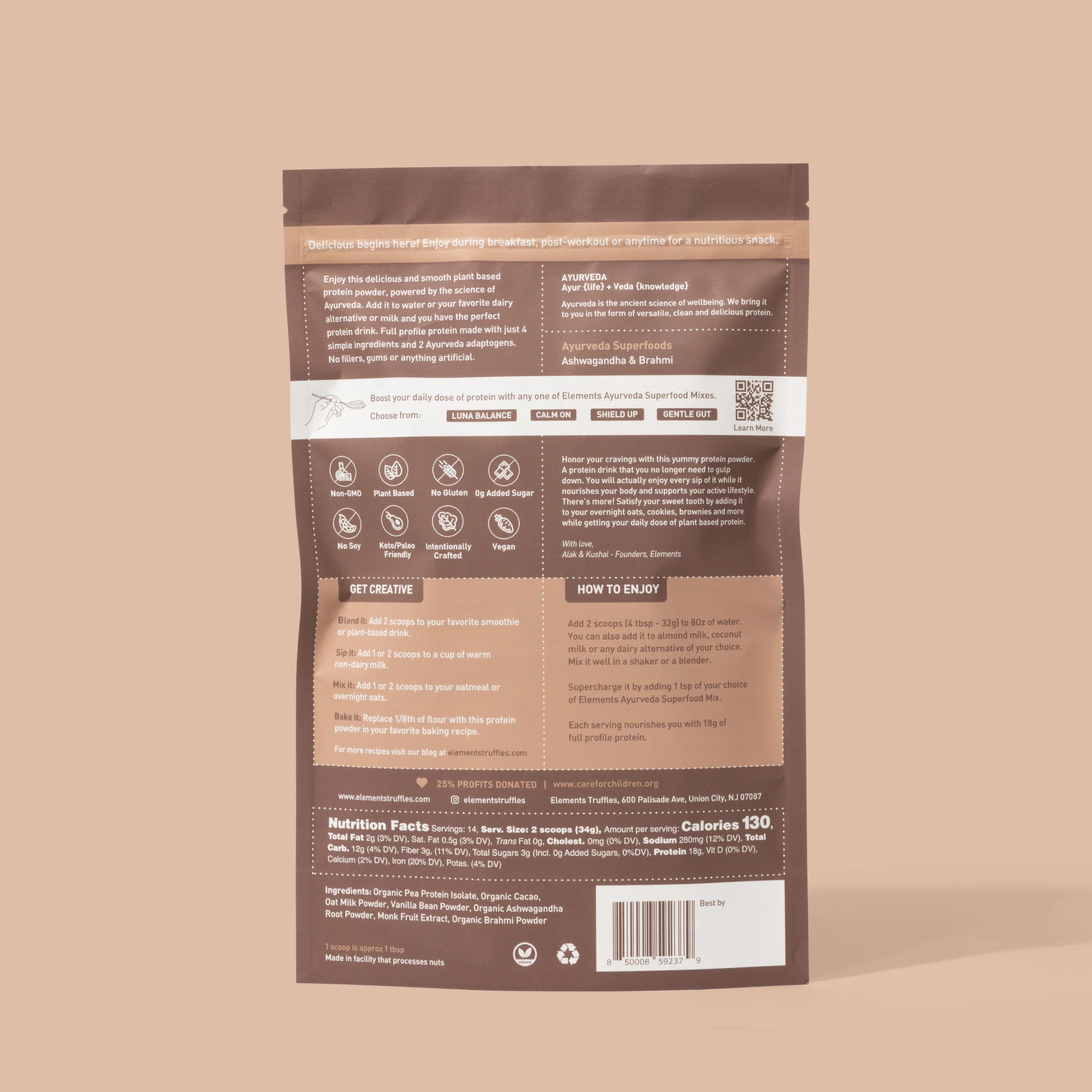 Plant Based Protein Powder: Chocolate (14 Servings) - Image 2